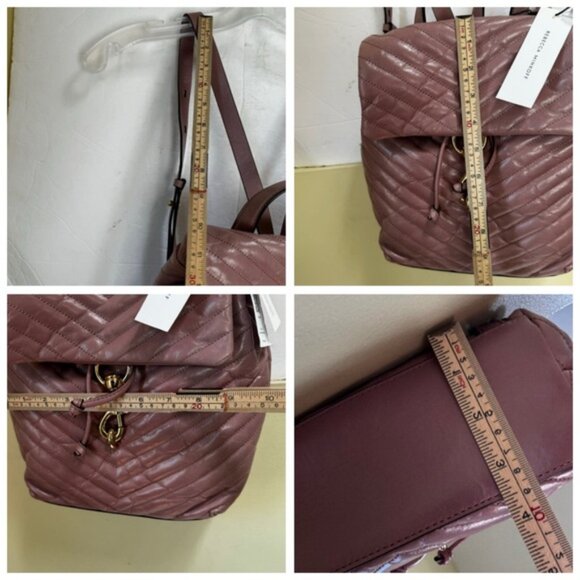 Rebecca Minkoff NEW Edie Flap Quilted Leather  Backpack Bag Tote Rare Pink Gold - Picture 16 of 16